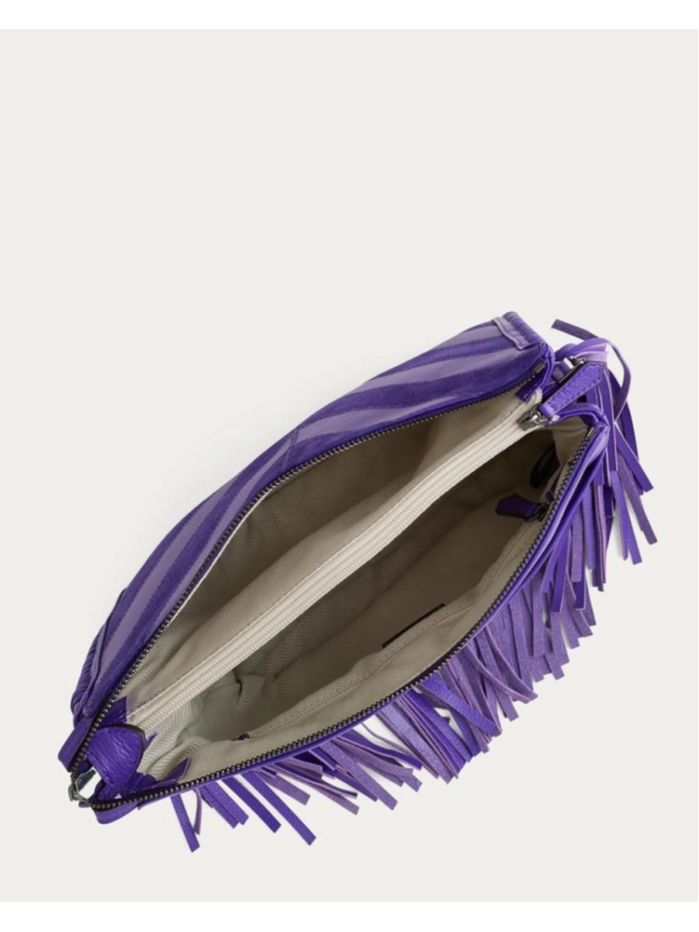 Aimee Kestenberg Royal Purple Chevron Famous Fringe Large Crossbody - Picture 3 of 5